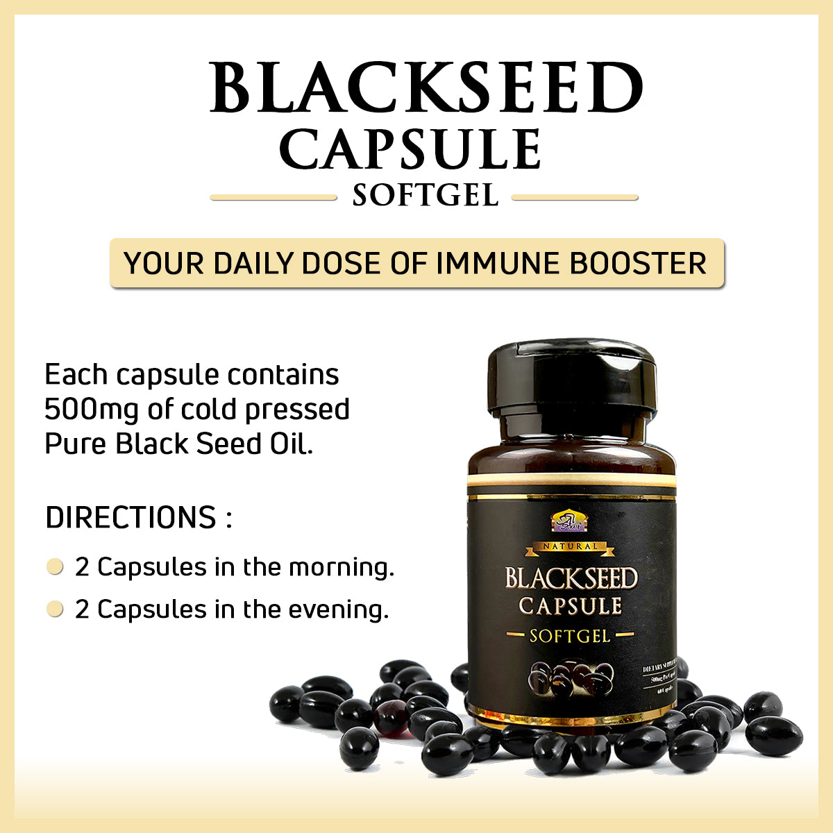 Blackseed Oil SoftGel Capsules (SANHA Approved Halal)